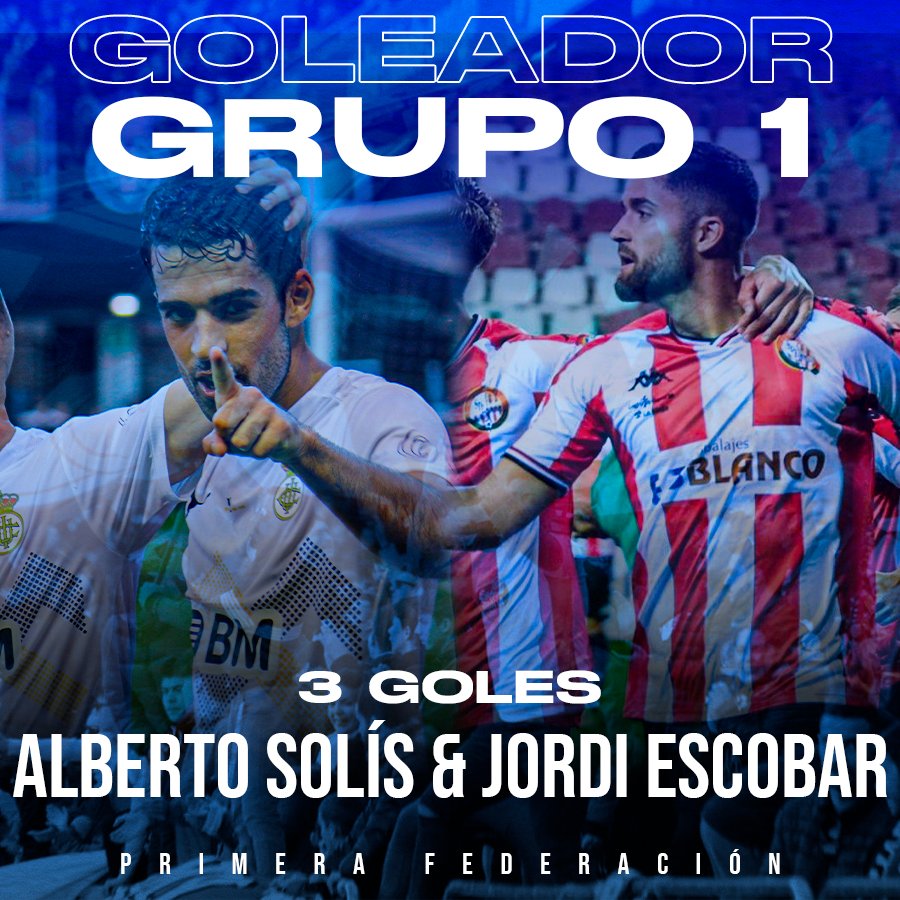futboldbronce's tweet photo. Máximo goleador del grupo 1 de #PrimeraFederación ⚽️

@alberto10solis &amp; Jordi Escobar ⭐️ https://t.co/ONFSQKJJbq