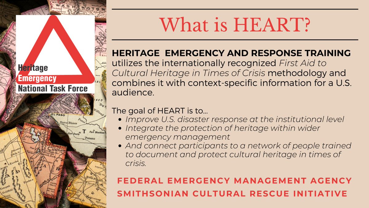 What is Heritage Emergency and Response Training? Learn more about #HEART2023 and apply by September 28: s.si.edu/45C9Eyh @fema @smithsonian