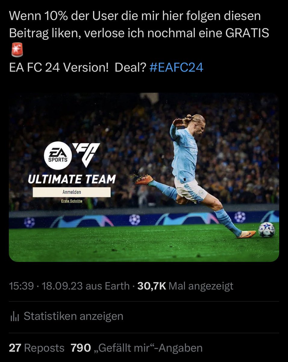 🚨 GIVEAWAY 🚨

Wie versprochen verlose ich nun eine Version von EA Sports FC 24🔥

<a href="/SwepixTv/">SwepixTV</a> auf X und IG folgen✅
Beitrag ❤️↩️ 

Schaffen wir 500 ↩️ leg ich noch 3 Monate Premium Trading Discord for Free drauf🤝
