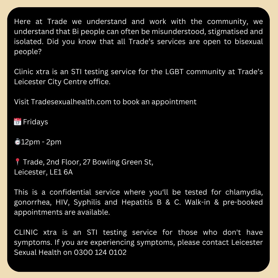 Today is Bi-visibility day 😍

#LGBTQIA #LGBT #lgbtqhealth #stitesting #stihealth #wellbeing #friends #lgbtleicester #sexualhealth #SexPositive #STIs #sexualhealthawareness #BiVisibilityDay #bisexual #bi