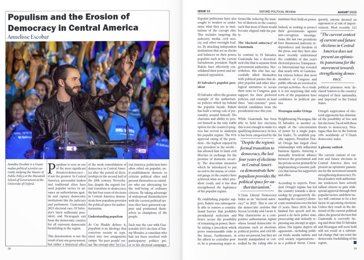 annelisse_EV's tweet photo. My article on the @OxfordPolRev: A few months after writing it, the dangers of using institutions for political benefits still are on the rise and a clear sign of authoritarianism.

Full text: https://t.co/778T0MEVs2 https://t.co/OBp6vJx5Qk