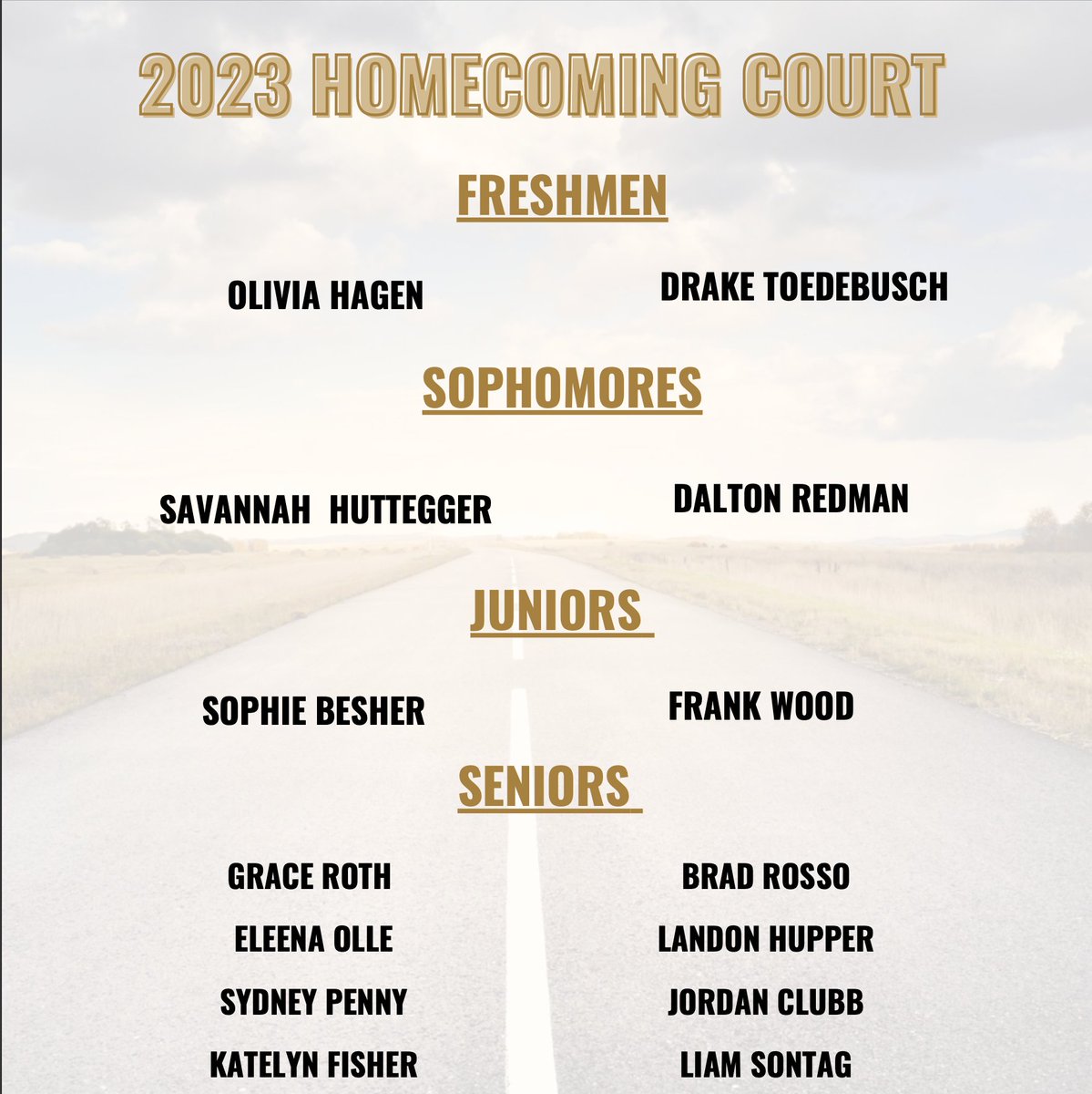 Now Announcing your 2023 Homecoming Court!!