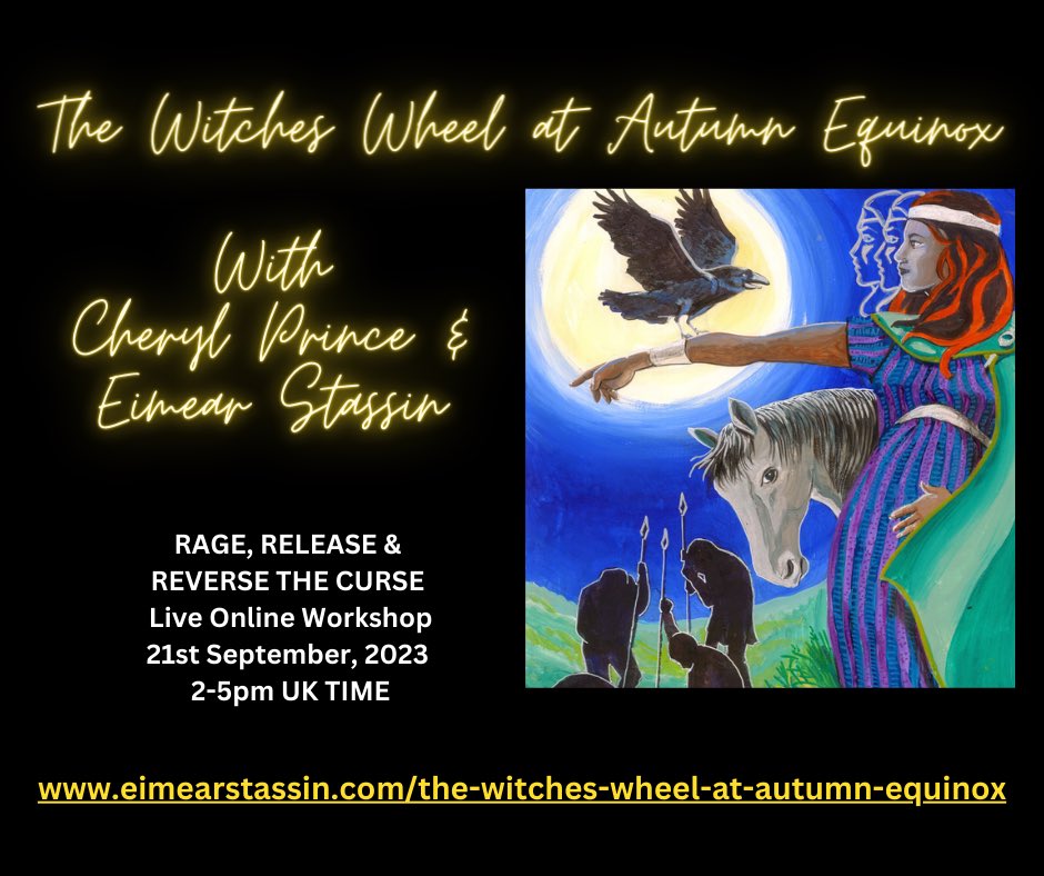 Join myself &amp; <a href="/StassinEimear/">Eimear stassin</a> to 
find out more about walking the witches wheel as a form of soul #activism 
For our next workshop at 
Autumn #EQINOX 
To Rage, Release &amp; Reverse the Curse
21st September 
2-5pm uk time 
Online - Live &amp; Replay 

eimearstassin.com/the-witches-wh…