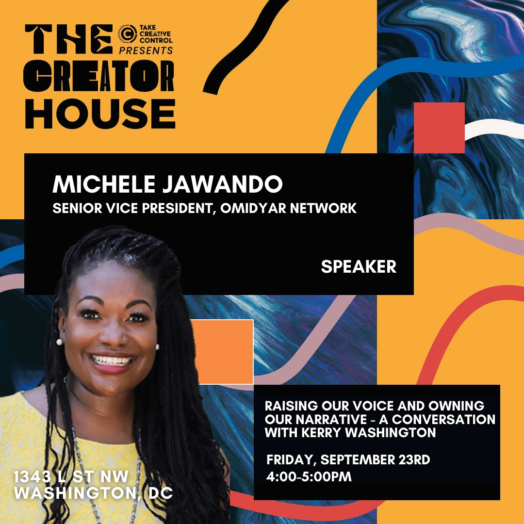 It’s the first day of #TheCreatorHouse, so you already know we have a surprise up our sleeves! 

@KerryWashington, award-winning actor, director, producer and activist will join us in conversation with Omidyar Network’s <a href="/MicheleJawando/">Michele Jawando</a>. 

RSVP: eventbrite.com/e/the-creator-…