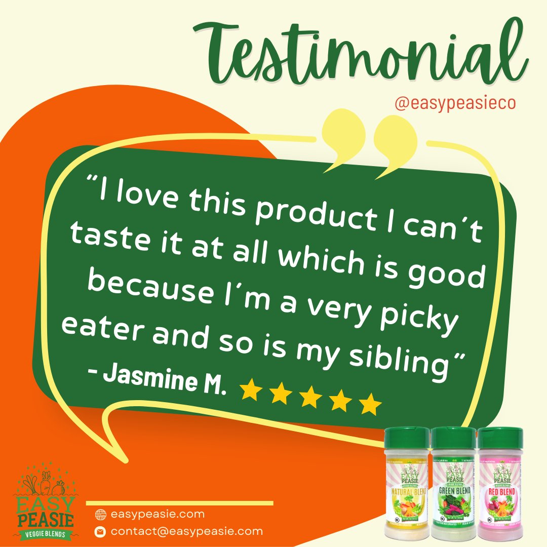 easypeasieco's tweet image. We're thrilled to hear that you and your sibling are enjoying our product! Picky eaters unite! Your feedback means the world to us, and we're here to keep making meals enjoyable for you both.  #easypeasie #veggiepowder #healthykids #momapproved #pickyeater #pickyeaterapproved