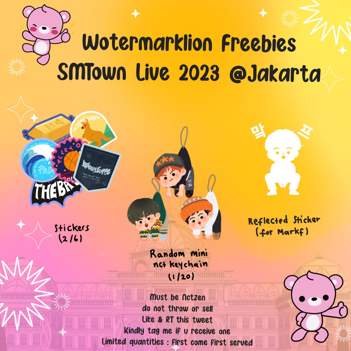 wotermarklion's tweet photo. 🍉🐯 Freebies NCT Tergantung by @wotermarklion 🐯🍉

🗓 23 September 2023
📍GBK, Jakarta 
⏰TBA
🍀LIMITED QUANTITY first come first served
🍀RT and likes 
🍀Dont throw or sell
🍀Kindly tag me if u receive one https://t.co/blBPWLXNZ3