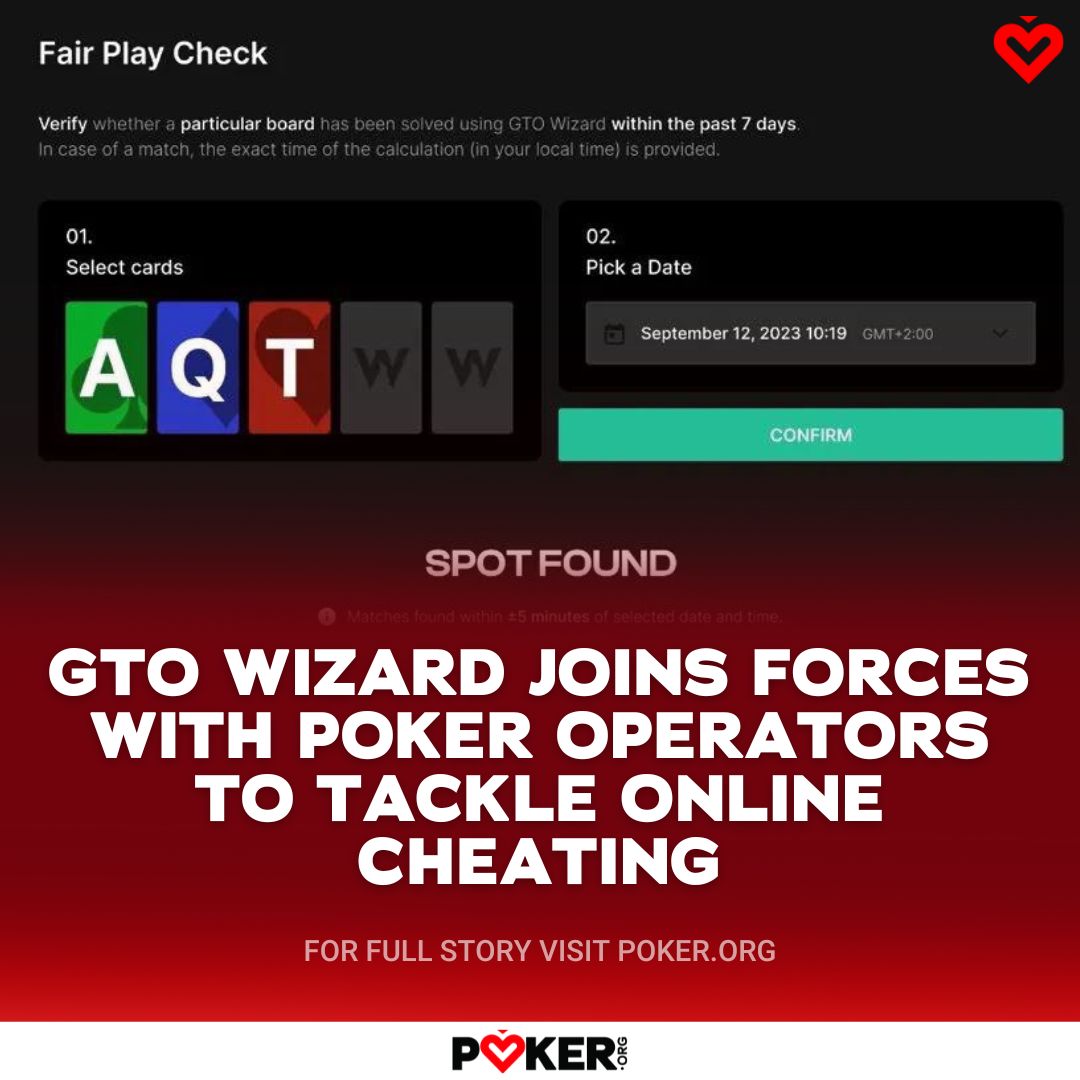 pokerorg's tweet photo. .@GTOWizard has joined forces with poker operators to tackle ONLINE CHEATING, introducing Fair Play Check to ensure a fair poker ecosystem.

How do you think this collaboration will affect the future of online poker and its integrity? 

Full Story in the comment below.⬇️ https://t.co/XAVlKRIg9h