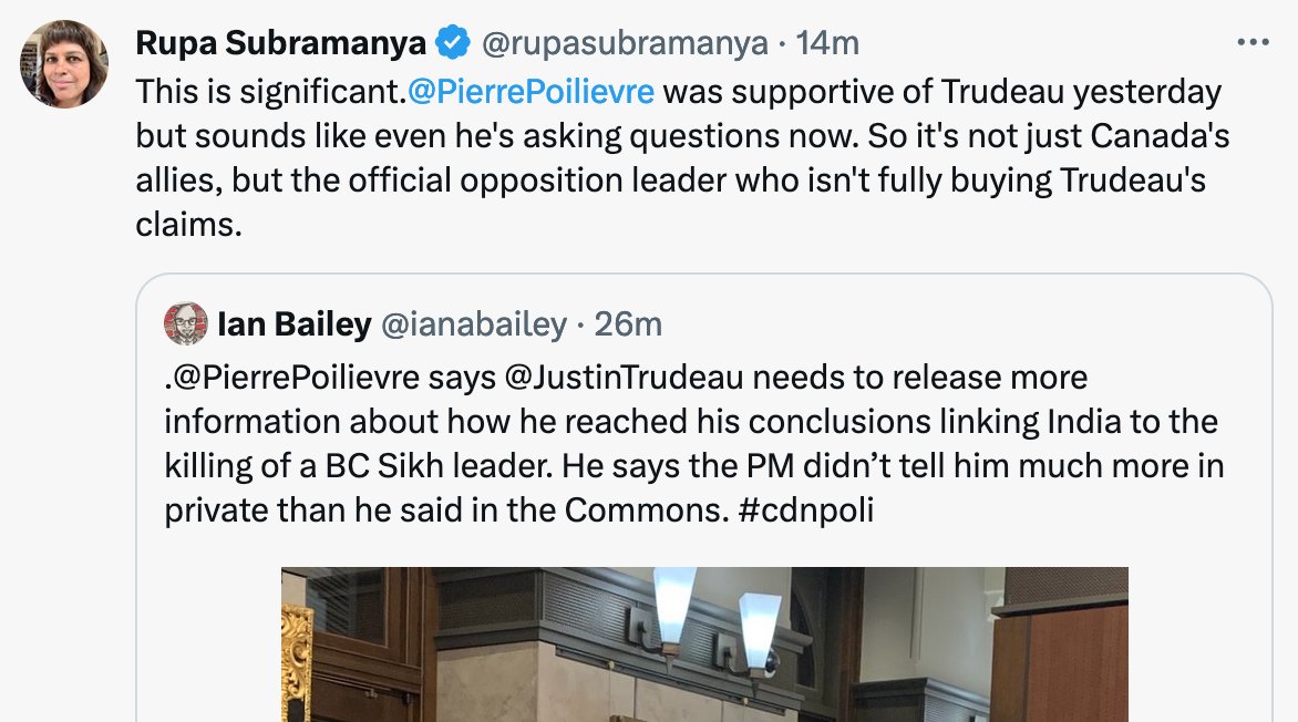 This is indeed significant......two pawns here in Rupa and Pierre and the trick is to guess who they are answering to.........becuase no one, NO ONE is this stupid or mindless without incentive. #cdnpoli