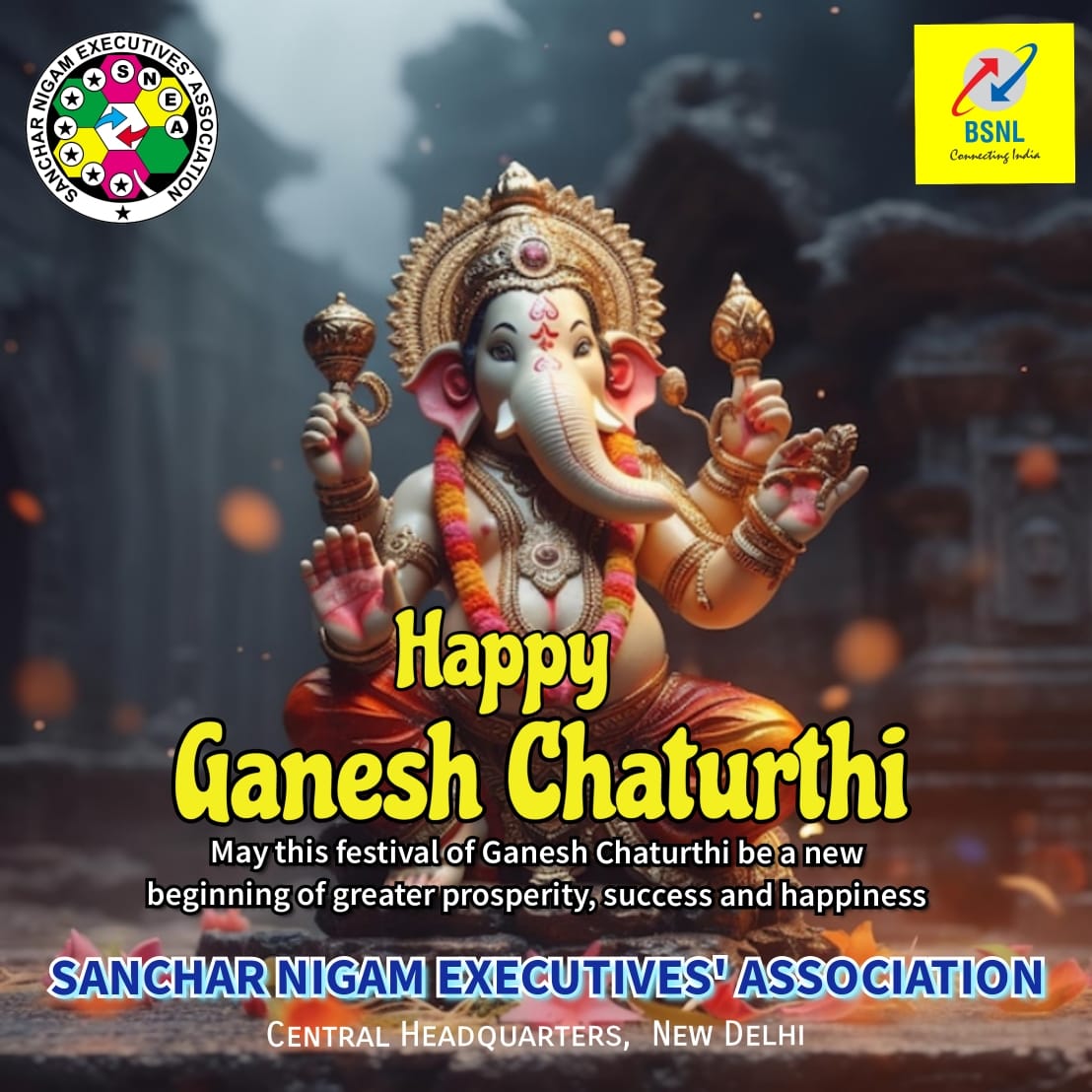 Happy Ganesh Chaturthi ‼️

SNEA Wishes that 'vighnaharta' removes vighna (obstacles) and clears the way for Happiness &amp; Peace.
#GaneshChaturthi2023 
#GaneshChaturthi