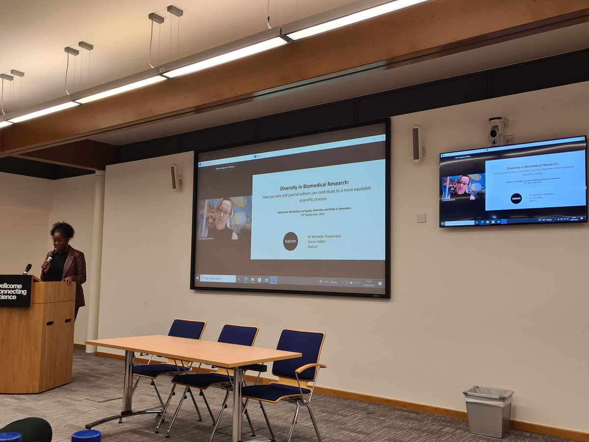 daniela_oaks's tweet photo. Now, @MT_Genetics, senior editor @Nature is talking about disparities in the scholarly community, including editorial staff and outcomes #EquityinGenomics23 @eventsWCS https://t.co/oHy6jS5szg