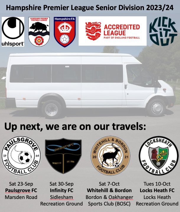 Denmead_FC's tweet photo. Up next, we are on the road as have 4 away matches on the trot, beginning this Saturday 23-Sept with a short trip to @PaulsgroveFC at Marsden Road, 3pm kick-off https://t.co/VQLzZnTAkV