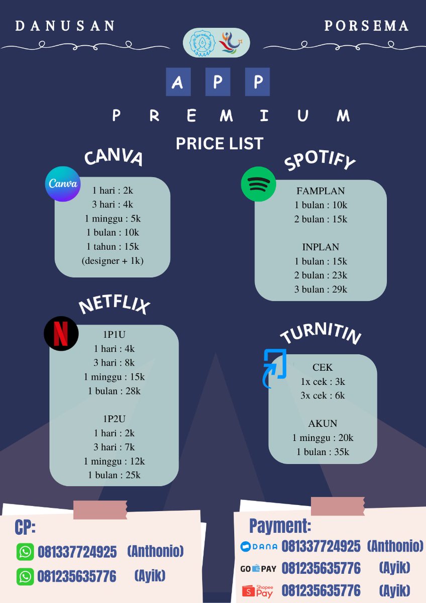 vaffavlol's tweet photo. yang lagi cari canva premium, spotify premium, netflix premium, cek turnitin #zonauang #zonajajanᅠᅠᅠ https://t.co/lIkRsViuKa
