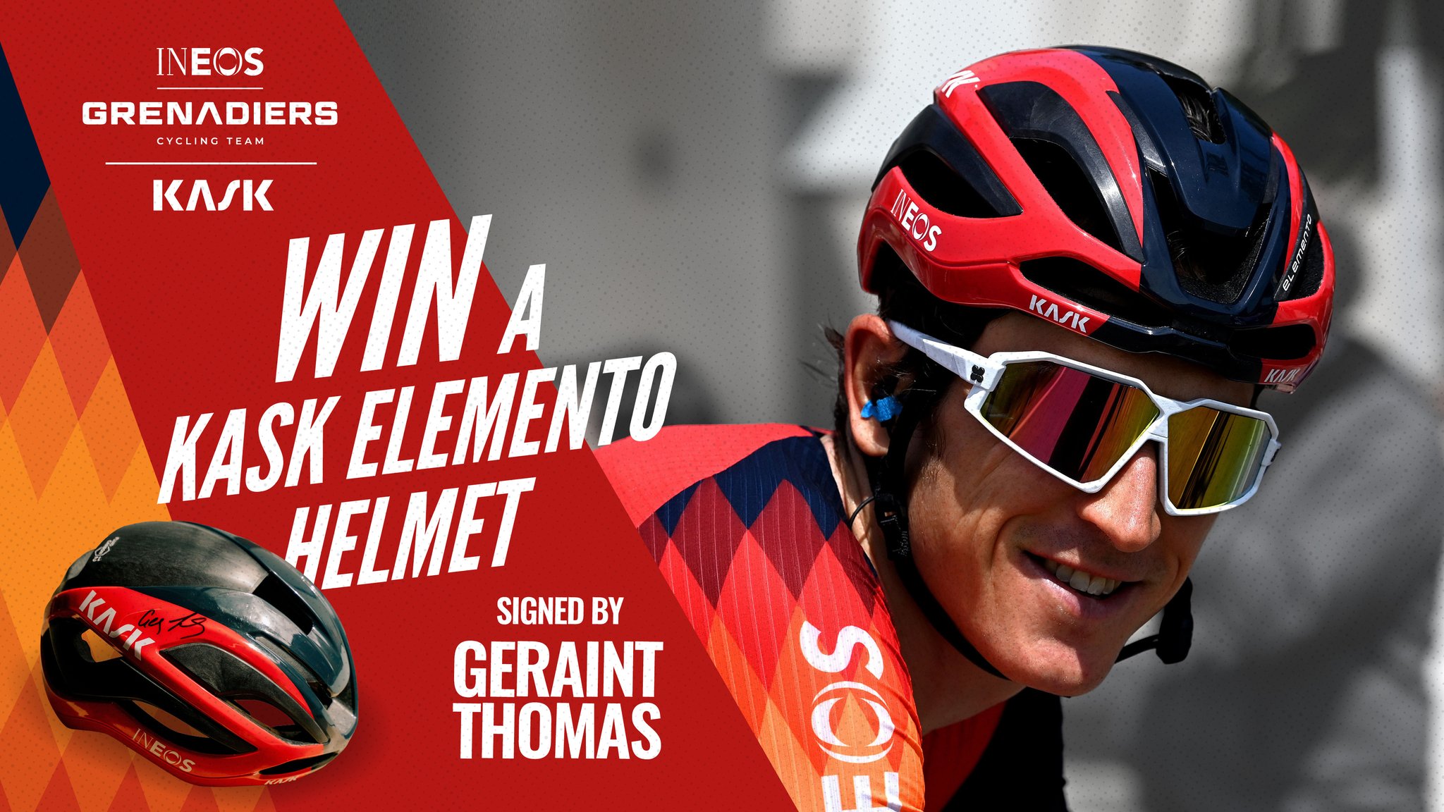 INEOS Grenadiers on X Last chance Win a signed Geraint Thomas helmet In collaboration with Kask cycling we re giving away an exclusive prize. Simply enter your details below to be in