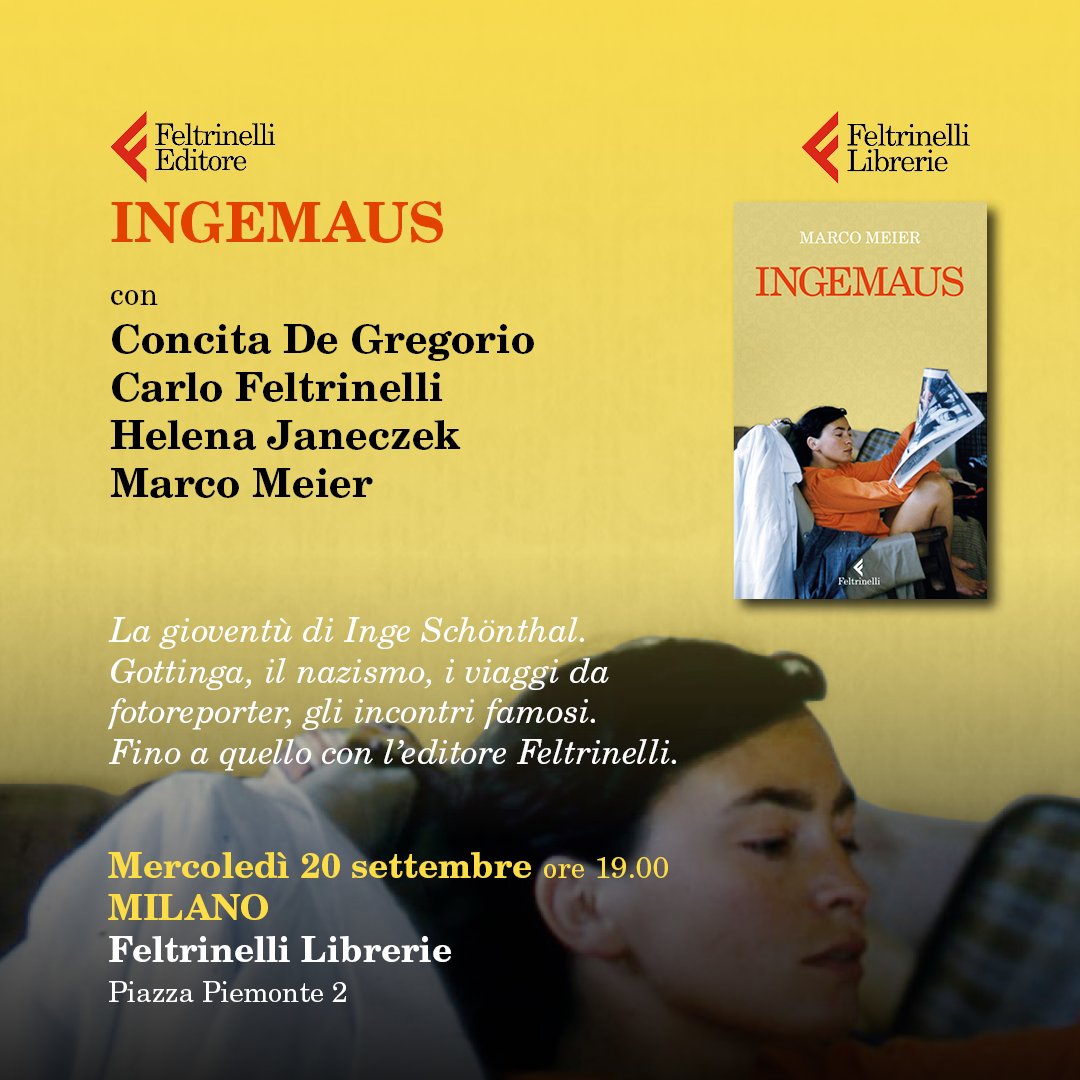 feltrinellied's tweet photo. Presentazione domani di #Ingemaus con @concitadeg @helenajaneczek #CarloFeltrinelli #MarcoMaeier in @Feltrinelli_ #Milano #piazzaPiemonte https://t.co/ysEhgV0xpB