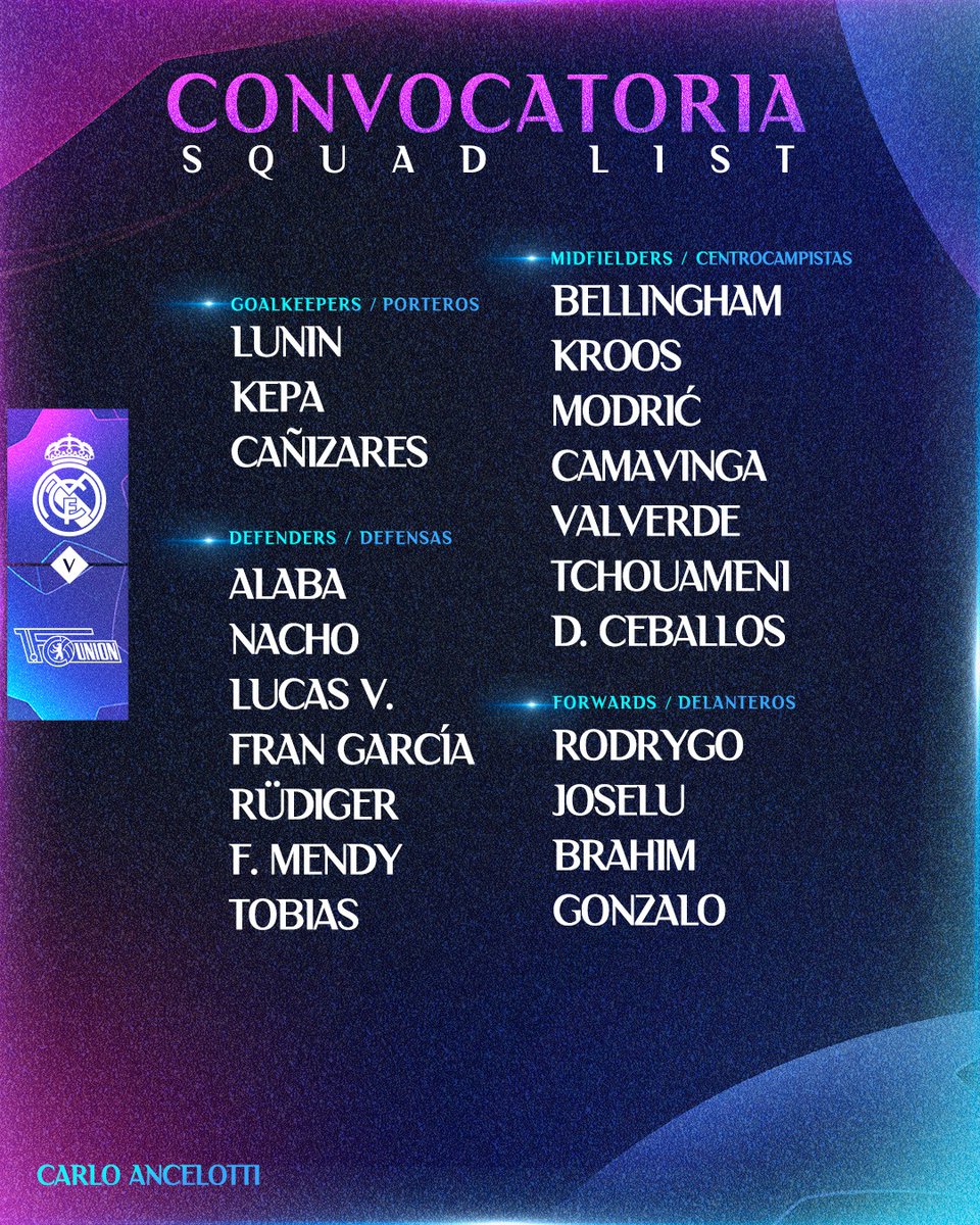 Squad for tomorrow's game #HalaMadrid #RealMadrid #ChampionsLeague
