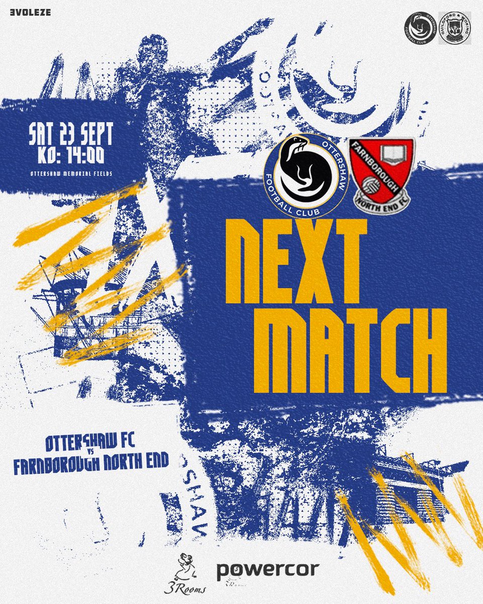 Ottershaw FC (@ottershawfc) on Twitter photo Home game vs <a href="/farnboroughne/">FarnboroughNorthEnd</a>
Ottershaw Memorial, KT16 ONQ📍
2pm KO.
Come down and show your support!
#UTO 🦦🟡🔵
<a href="/powercor/">PowerCor</a> <a href="/3rooms9/">3Rooms Indian restaurant</a> Home game vs <a href="/farnboroughne/">FarnboroughNorthEnd</a>
Ottershaw Memorial, KT16 ONQ📍
2pm KO.
Come down and show your support!
#UTO 🦦🟡🔵
<a href="/powercor/">PowerCor</a> <a href="/3rooms9/">3Rooms Indian restaurant</a>
