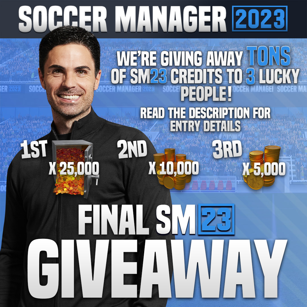 With Soccer Manager 2024 just around the corner, we wanted to give SM23 one last hurrah with a competition before SM24 releases. 🏆⚽

To enter, simply like &amp; share this post! This contest runs across all our socials and winners will be contacted via DM in a week.

Good luck! 🏆