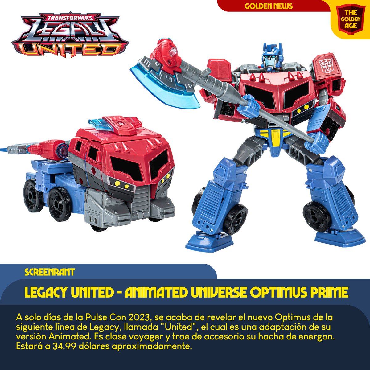 TFthegoldenage's tweet image. &quot;LEGACY UNITED&quot; es el nombre para Legacy año 3, y con el nombre y logo nuevo revelados, viene también el nuevo Optimus de esta próxima linea.

#Goldenposting #Transformers #Pulsecon2023