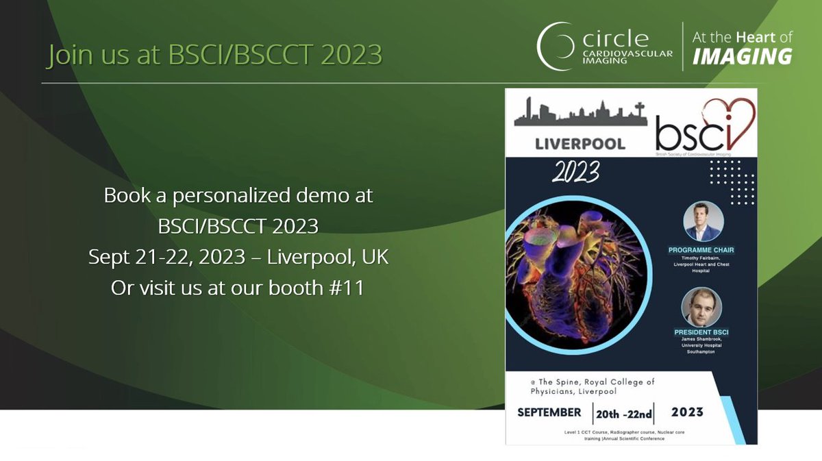 #BSCILiverpool2023 starts tomorrow! Schedule a meeting with our team to discuss about your cardiac imaging needs: calendly.com/circlecvi/bsci… Alternatively stop by our booth #11!