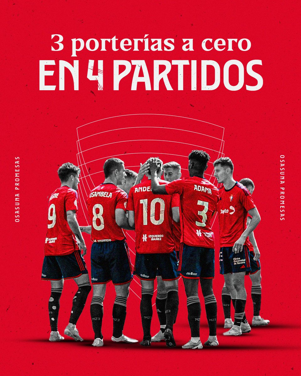 📊 PROMESAS | #Osasuna Promesas ha comenzado la temporada 2023/24 de Primera Federación dejando la portería a cero en tres de los cuatro partidos que ha disputado.

👏 ¡Gran trabajo, chavales!