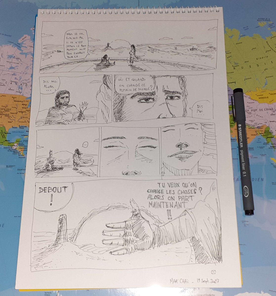 theBdrawings's tweet photo. Cela fait plusieurs mois que je travaille dessus et il fallait bien que je montre un petit quelque chose à un moment.
ça s'appelle Maa'Chaï et c'est votre serviteur à l'écriture et au dessin. Je ne peux pas en dire beaucoup plus.
Voilà quelques concept art/story board.
#projetBD https://t.co/TzRQ1xAt18