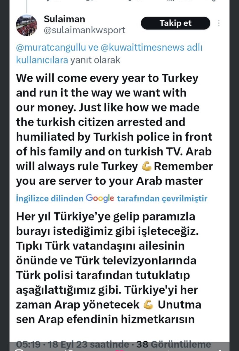 @_CengizGocer @KurtAslan1919 Türk söylerse inanmazlar ama arrap söylerse belki inanırlar.
