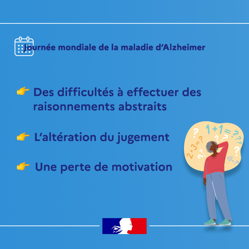 Sante_Gouv's tweet photo. 📅 #JournéeMondialeAlzheimer | La maladie d’#Alzheimer touche 23% de la population après 80 ans. 

Quels sont les premiers signes qui doivent alerter ? ⤵