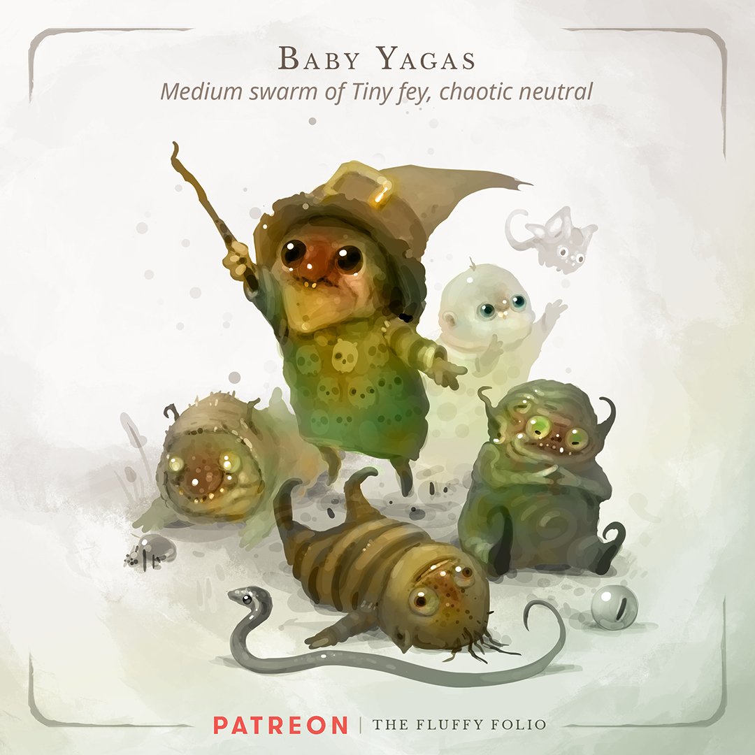 fluffy_folio's tweet image. You've heard of Baba Yaga, now get ready for BABY Yagas #dnd #ttrpg