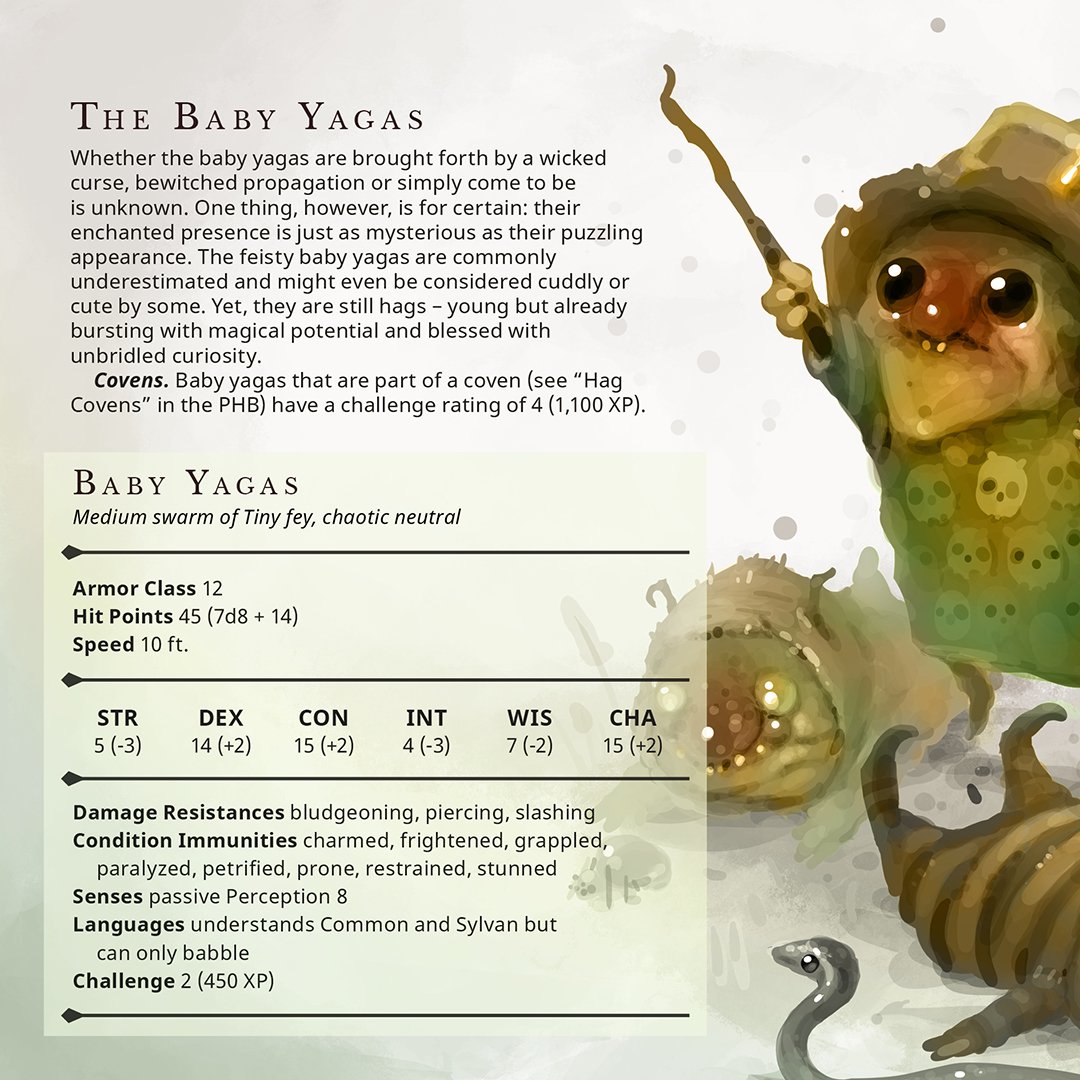 fluffy_folio's tweet image. You've heard of Baba Yaga, now get ready for BABY Yagas #dnd #ttrpg