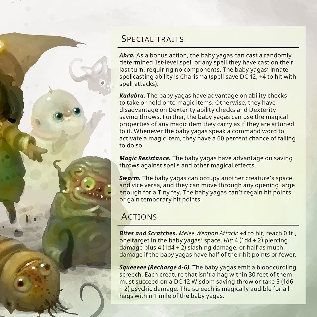 fluffy_folio's tweet image. You've heard of Baba Yaga, now get ready for BABY Yagas #dnd #ttrpg