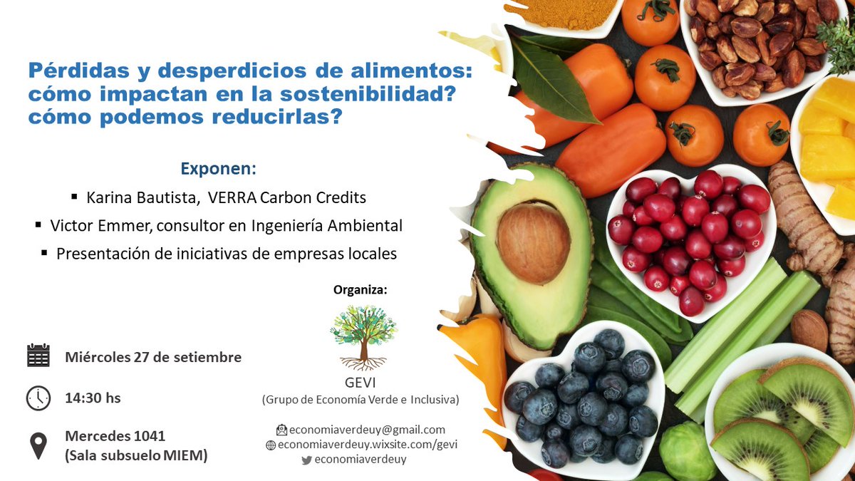 El próximo miércoles 27/9 a las 14:30 hrs. el GEVI te invita a una nueva charla sobre Pérdidas y Desperdicios de Alimentos. Te esperamos en Mercedes 1041 (Subsuelo del MIEM)