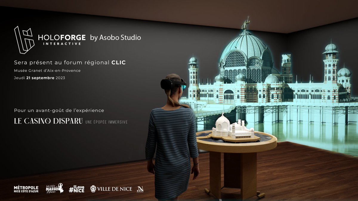 HoloForge🤝Forum CLIC

Nous participerons au forum “Culture &amp; Innovation(s)” au musée Granet d’Aix-en-Provence ce jeudi ! 

L’occasion pour nous de présenter en exclusivité notre prochaine expérience : Le Casino Disparu de la Jetée-Promenade🌊

#culture #ilovenice #hololens