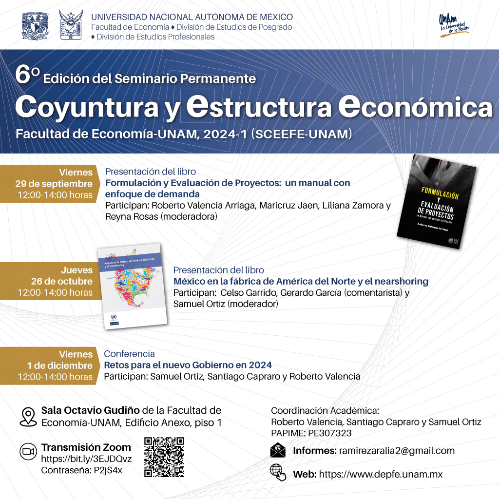 SCEEFE_UNAM's tweet photo. ¡Estamos de regreso!
Extendemos una coordial invitación a la 6° Edición del SCEEFE. 
Las y los invitamos a la presentación del libro: "Formulación y Evaluación de Proyectos: un manual con enfoque de demanda".
🗓️ 29 de septiembre 
⏰ 12:00 -14:00 horas 
📍Sala Octavio Gudiño https://t.co/QOBp0ssBso