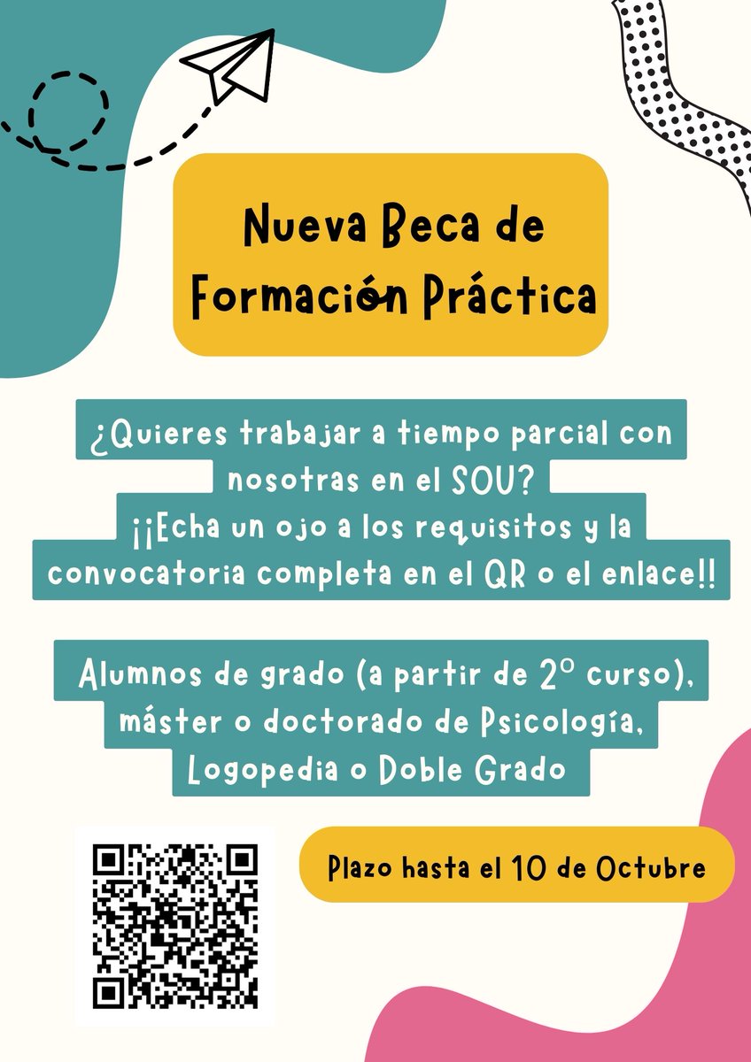 ¡¡CONVOCADA NUEVA BECA DE FORMACIÓN PRÁCTICA!!
Echa un ojo a los requisitos y la convocatoria en el siguiente enlace: ucm.es/conv-67-2023-p…