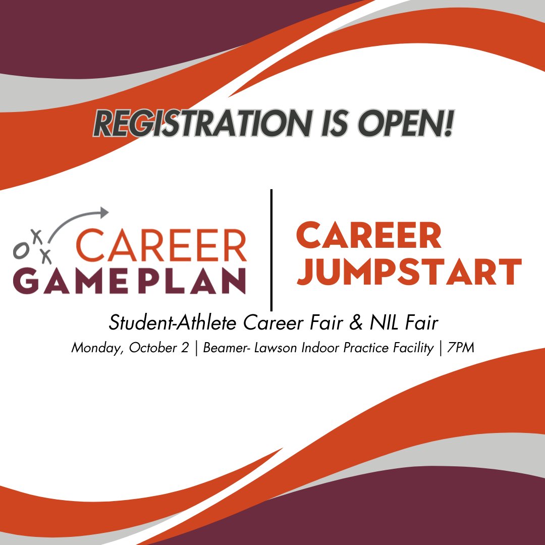 VT S-A Development (@vtsadevelopment) on Twitter photo Registration is open for Career Jumpstart: Student-Athlete Career Fair & NIL Fair!
Log-in to your Hokie Network to register!
✨ Thank you to our sponsors ✨
Student-Athlete Career Fair
<a href="/federatedins/">Federated Insurance</a>
LinkedIn Photo Booth
@katyandcorealtors
#VTGamePlan Registration is open for Career Jumpstart: Student-Athlete Career Fair & NIL Fair!
Log-in to your Hokie Network to register!
✨ Thank you to our sponsors ✨
Student-Athlete Career Fair
<a href="/federatedins/">Federated Insurance</a>
LinkedIn Photo Booth
@katyandcorealtors
#VTGamePlan