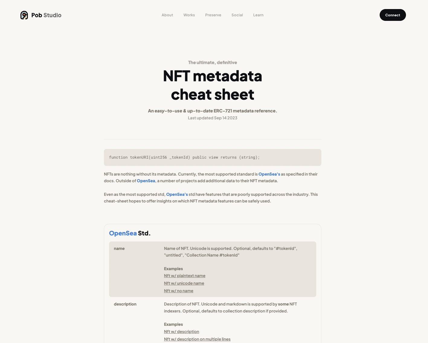 A 10X improvement over the NFT metadata standard made by OpenSea