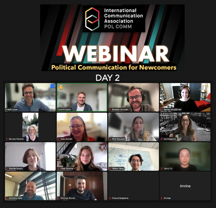poli_com's tweet photo. Pretty fantastic turnout for our 2 days of cross-timezone @icahdq #PolComm Division's WEBINAR FOR NEWCOMERS! 🐣📸
Thank you to all participants - we hope to see you all at #ICA23! https://t.co/JpNnGdenPn