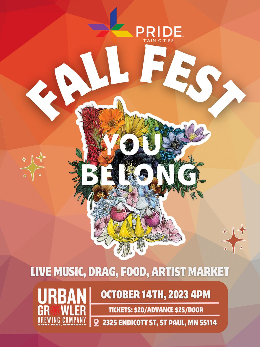 A little under a month until You Belong Fall Fest with @twincitiespride! A night filled with drag, live music, an artist market and community. We want to make the message loud and clear that You Belong in Minnesota. #youbelongmn
