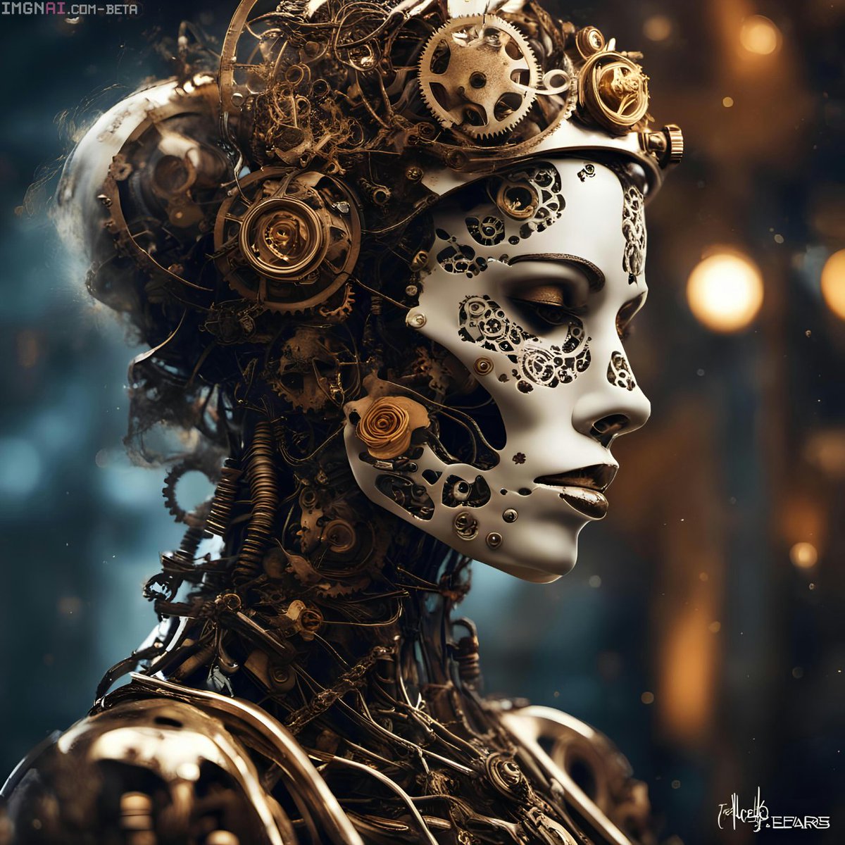 Undercover2009's tweet image. The mesmerizing fusion of art and technology, where time dances, whispering secrets of a future yet to unfold. 💛✨ #ArtificialElegance #UnleashTheImagination