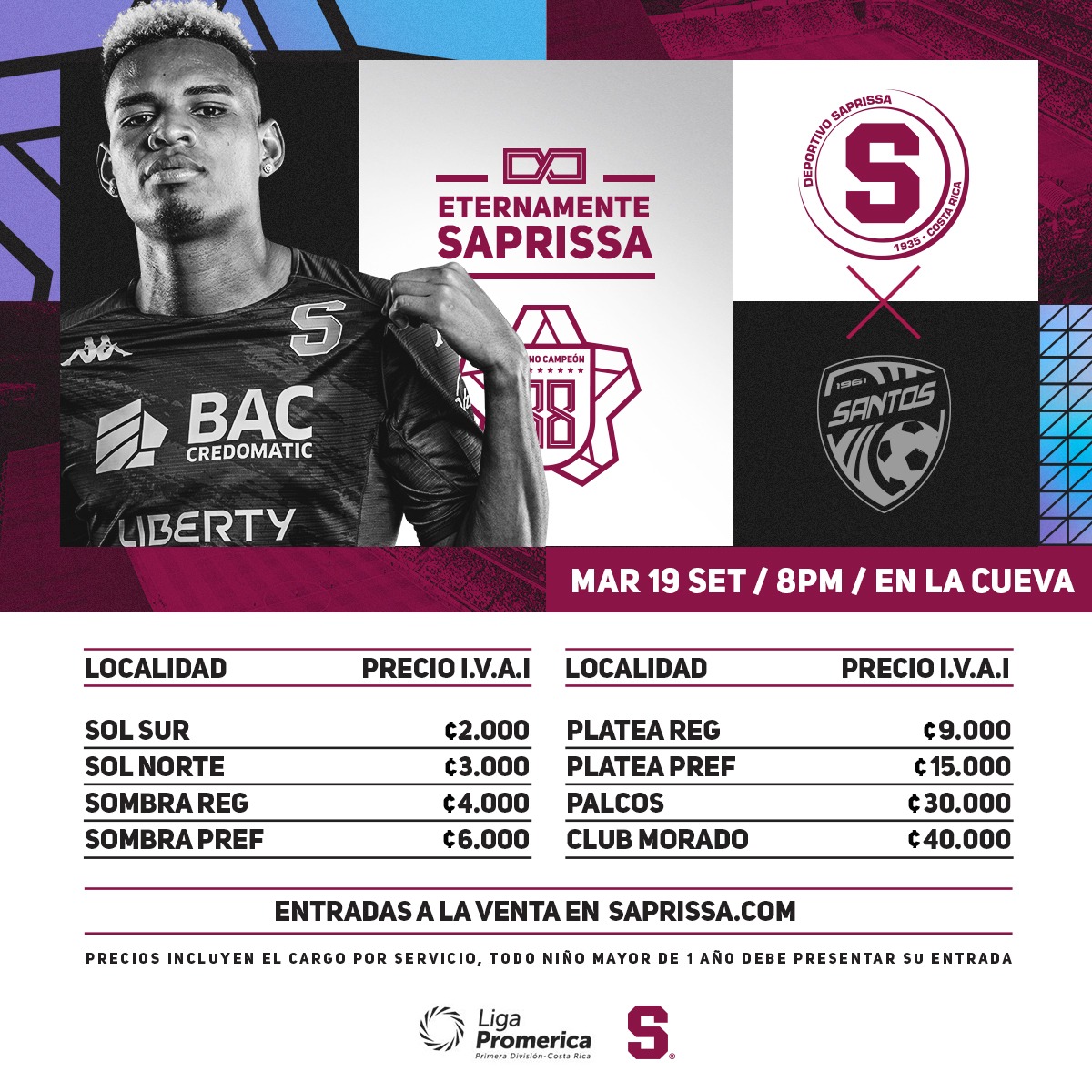 SaprissaOficial's tweet photo. ¡Vamos a la Cueva! Esta noche tenemos un partido muy importante y necesitamos de todo el apoyo de la afición 💜

🎟️ Adquirí tus boletos en https://t.co/wSMrhz8lFT https://t.co/CHjhcGi6c2