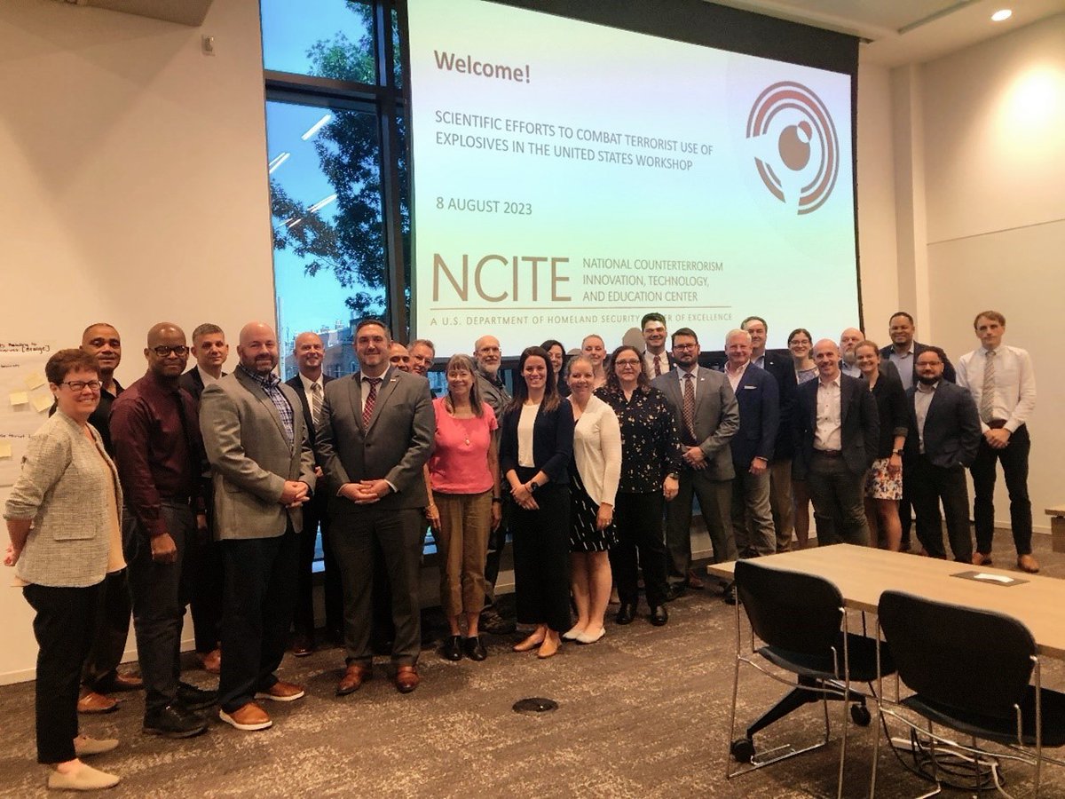 dhsscitech's tweet photo. S&T recently joined @NCITE_COE, a @UNOmaha Center of Excellence, for a workshop on Scientific Efforts to Combat Terrorist Use of Explosives in the U.S. Learn more about the Centers of Excellence: https://t.co/sMYza2XgTo
#workshop #NCITE #homelandsecurity https://t.co/Yo59DLSUdo