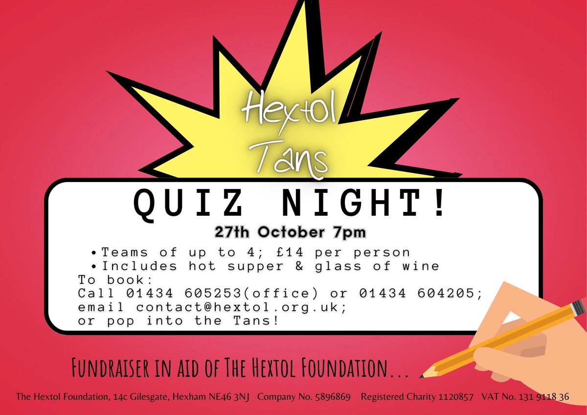 Get in touch to book a table at our ever popular quiz night - next one is October 27th and is filling up fast!