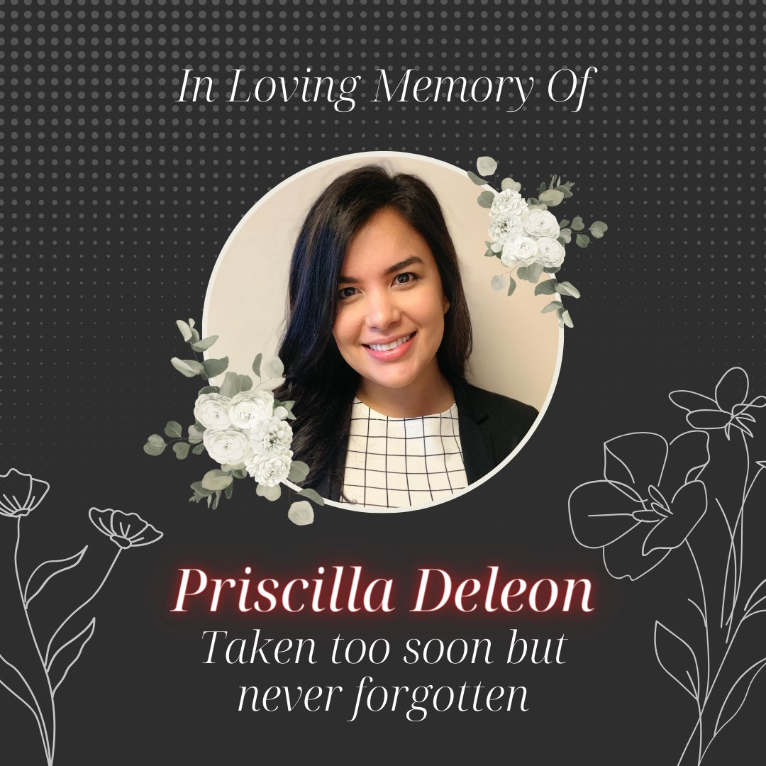 There are individuals who come into your life and leave a lasting impression, and Priscilla was a soul that touched the hearts of everyone she met. On this day and all days, may we remember and celebrate the beautiful life of Priscilla. Taken too soon but never forgotten.🕊❤️