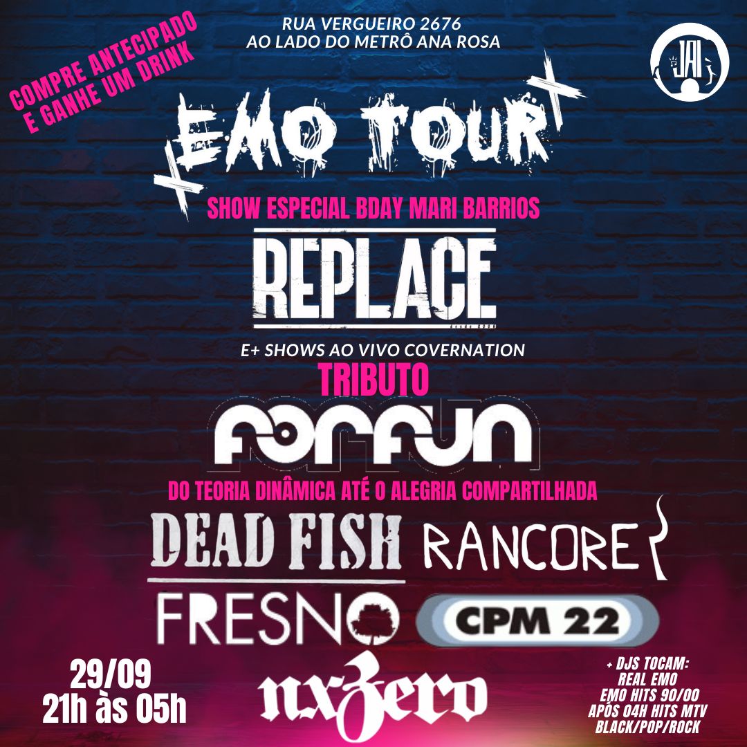 replace_rock's tweet image. EISSS que subimos um show surpresa com a @Emotour_  em comemoração ao aniversário da nossa amada Mari Barrios! Em São Paulo, dia 29/09/23 na amada JAI CLUB. 

Primeiro lote a partir de R$25 reais!!
Deu a louca no gerente!! 

compre aqui: linktr.ee/replacerock