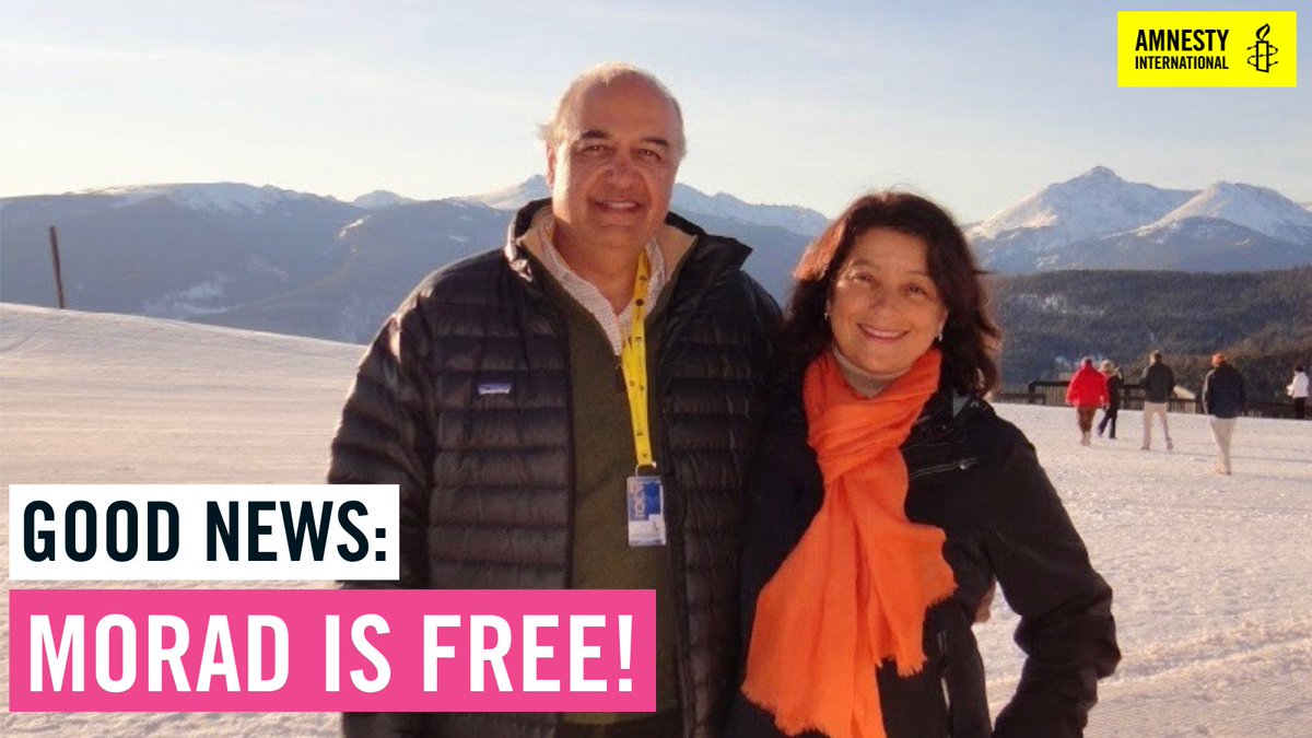 GOOD NEWS: Morad is free! 

The British father was wrongly imprisoned in #Evin in Iran for nearly 6 years. 

We are relieved for his family who have been campaigning tirelessly for his release.  

Thank you to ALL who took action to #FreeMorad