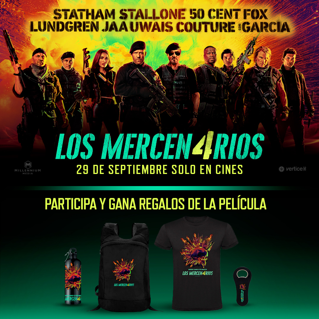 ocine_es's tweet photo. ¡CONSIGUE UNO DE ESTOS 4 PACKS DE #LosMercen4rios!
Para participar:
🐦 ¡Síguenos! (@ocine_es)
🔁 RT
🗨 Menciona a esa persona que ha visto todas las películas de #LosMercen4arios y está deseando conseguir este pack
📃BBLL➡ https://t.co/MFQJevU8TZ
📅 Finaliza el 4/10 📅 https://t.co/PaAnu7F1Fb