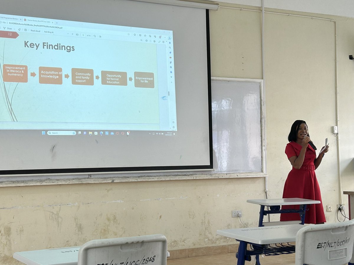 Eunice Bodza from <a href="/AssociatesforC1/">Associates for Change</a> sharing the stories of success of students who benefited from accelerated education in Ghana during ICERDA23 <a href="/REAL_Centre/">REALCentre Cambridge</a>
