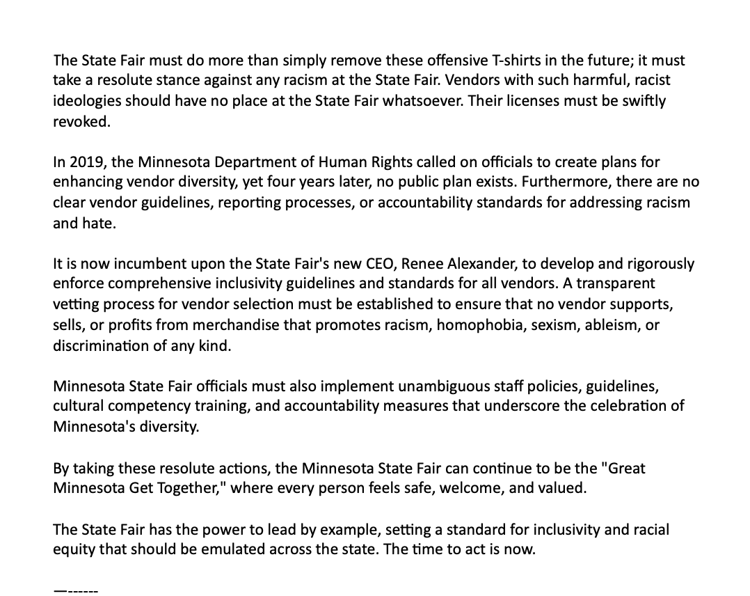 mollypeonies's tweet photo. Welp, the Strib won't publish my Op-Ed about how the State Fair needs to take action against vendors selling racist wares and develop standards for Fair vendors. So here it is. You can also sign the petition to tell State Fair officials to take action: https://t.co/8D9X4fElBZ https://t.co/c4LQnkYNym