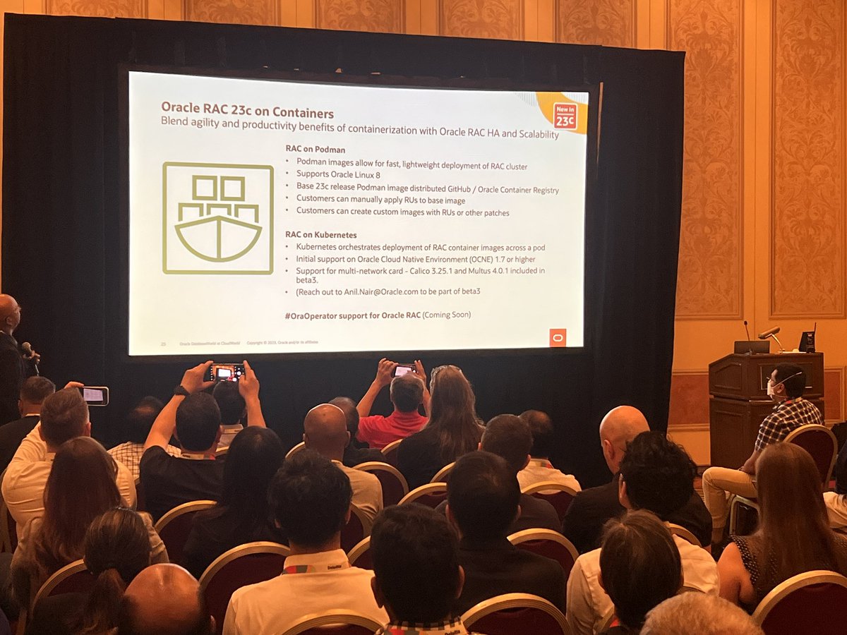 sandeshr's tweet photo. Containers for #OracleRAC , Oracle GI for general applications and reduce planned maintainence impact #Oracle  #CloudWorld @oracleace @CloudWorld @RACMasterPM @KnownAsMarkus https://t.co/UfBliH2QDA