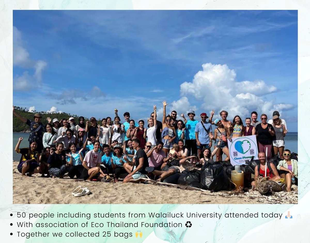 CleanPhangan's tweet photo. Thank you to all participants who dedicated their time and energy to join us this morning in cleaning up Ko Ma Peninsula. 

Join us every Tuesday at 8.00am! (location TBC every week) https://t.co/t0XqK0GGl1